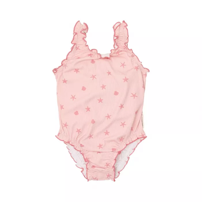Costum de baie intreg cu margini cu volane - Dreamy Seashells - Little Dutch
