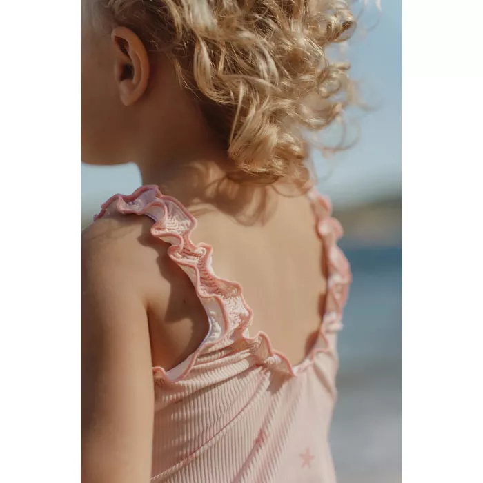 Costum de baie intreg cu margini cu volane - Dreamy Seashells - Little Dutch