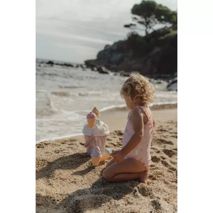Costum de baie intreg cu margini cu volane - Dreamy Seashells - Little Dutch