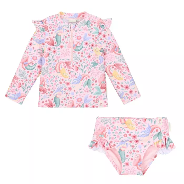 Set bluza de inot cu maneca lunga si sort de baie cu protectie UV 40+ - Dreamy Mermaid - Little Dutch