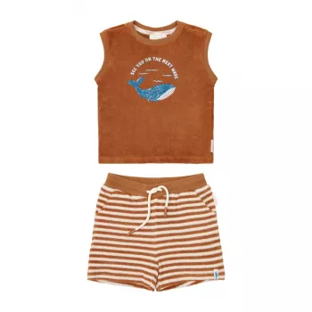 Set maiou si pantaloni scurti - Ocean World Brown - Little Dutch