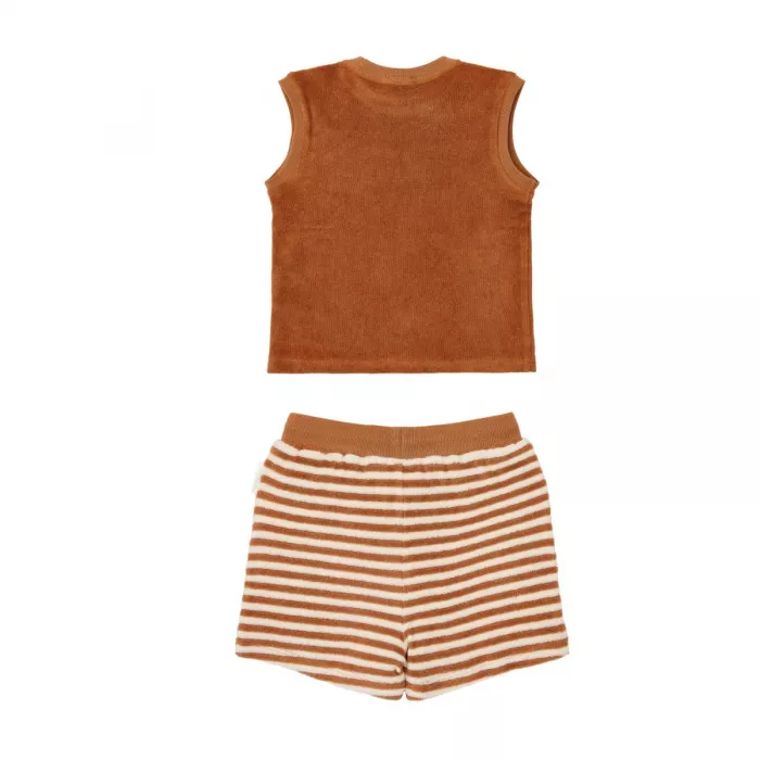 Set maiou si pantaloni scurti - Ocean World Brown - Little Dutch