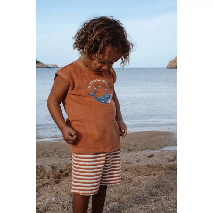 Set maiou si pantaloni scurti - Ocean World Brown - Little Dutch