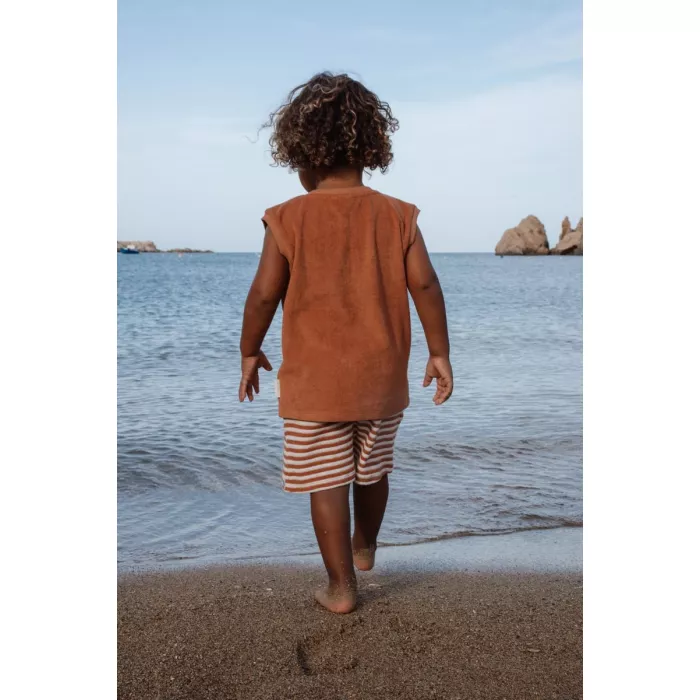Set maiou si pantaloni scurti - Ocean World Brown - Little Dutch