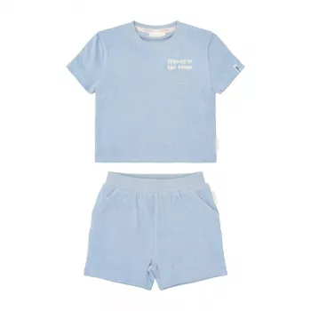Set tricou maneca scurta si pantaloni scurti - Ocean World Blue - Little Dutch