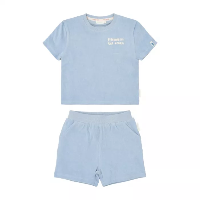 Set tricou maneca scurta si pantaloni scurti - Ocean World Blue - Little Dutch