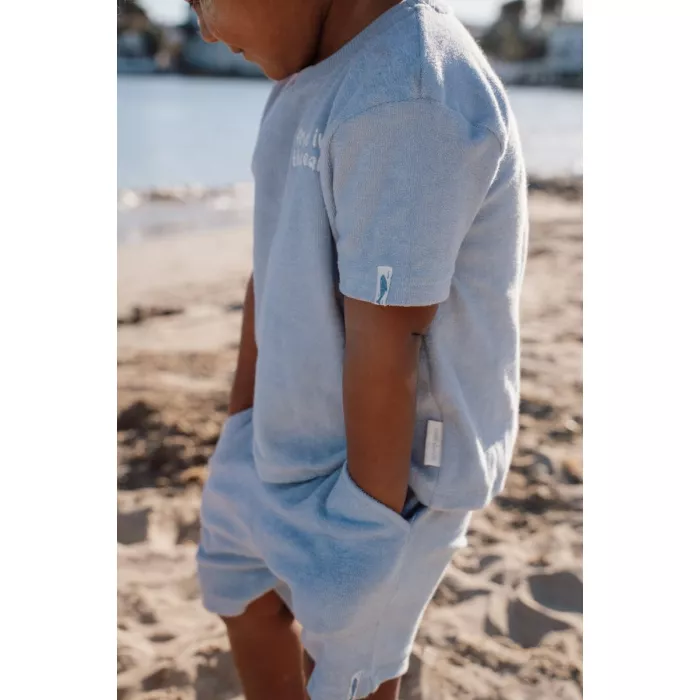 Set tricou maneca scurta si pantaloni scurti - Ocean World Blue - Little Dutch