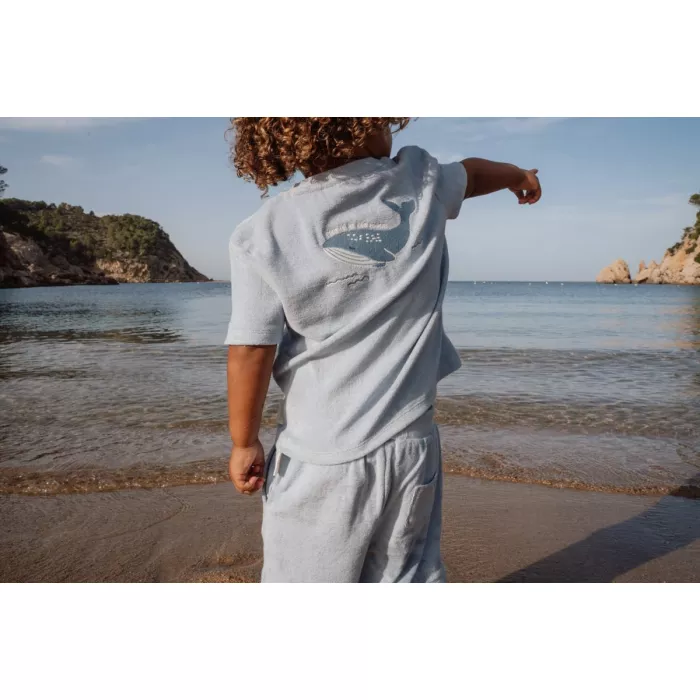 Set tricou maneca scurta si pantaloni scurti - Ocean World Blue - Little Dutch