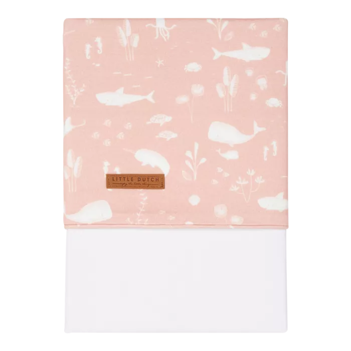 Cearsaf din bumbac - 110 x 140 cm - Ocean Pink - Little Dutch