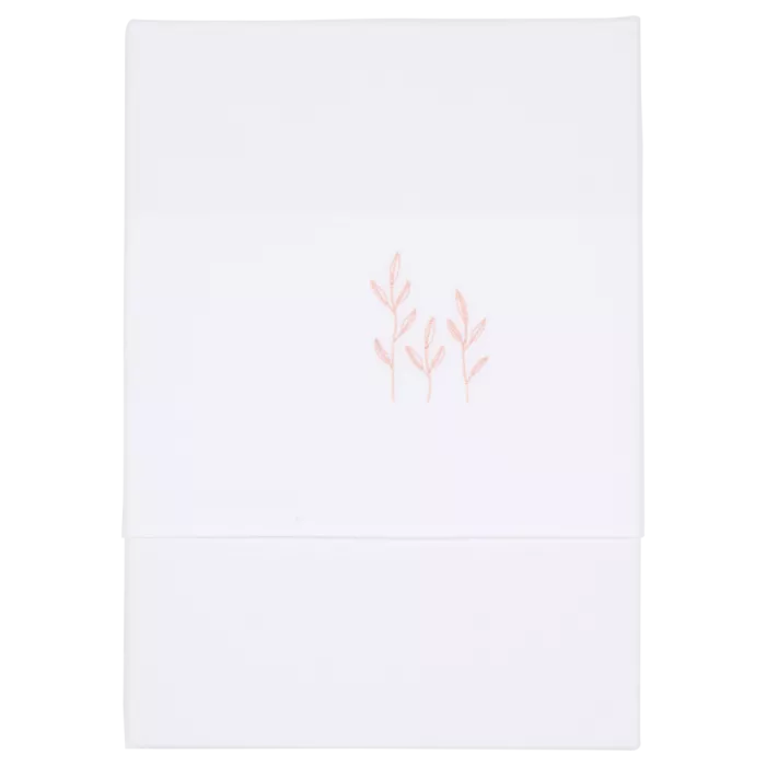 Cearsaf alb din bumbac cu broderie - Wild Flowers Pink - 110 x 140 cm - Little Dutch