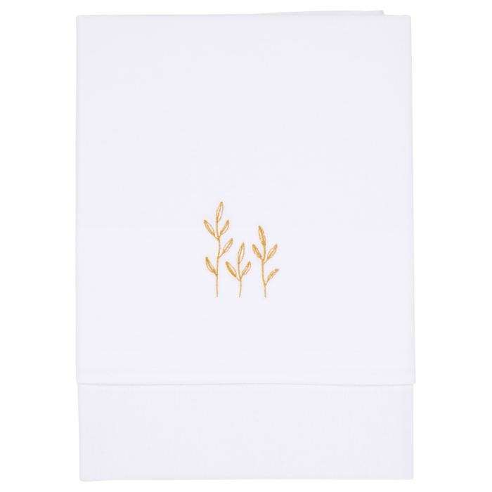 Cearsaf alb din bumbac cu broderie - Wild Flowers Ochre - 110 x 140 cm - Little Dutch Cearsaf alb din bumbac cu broderie - Wild Flowers Ochre - 110 x 140 cm - Little Dutch