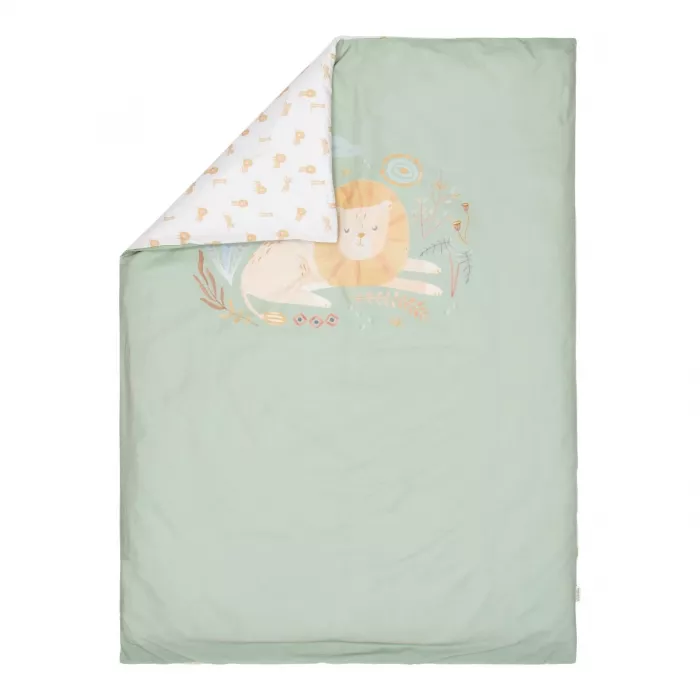 Lenjerie pentru patut - 100 x 140 - Green Leo Safari - Little Dutch