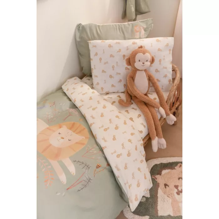 Lenjerie pentru patut - 100 x 140 - Green Leo Safari - Little Dutch