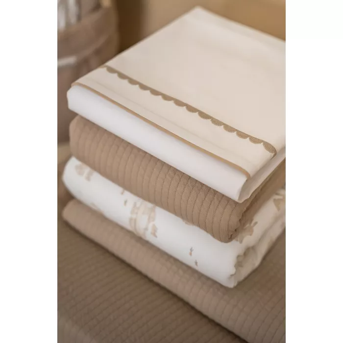 Cearsaf cu elastic pentru patut - Pure Beige - Little Dutch