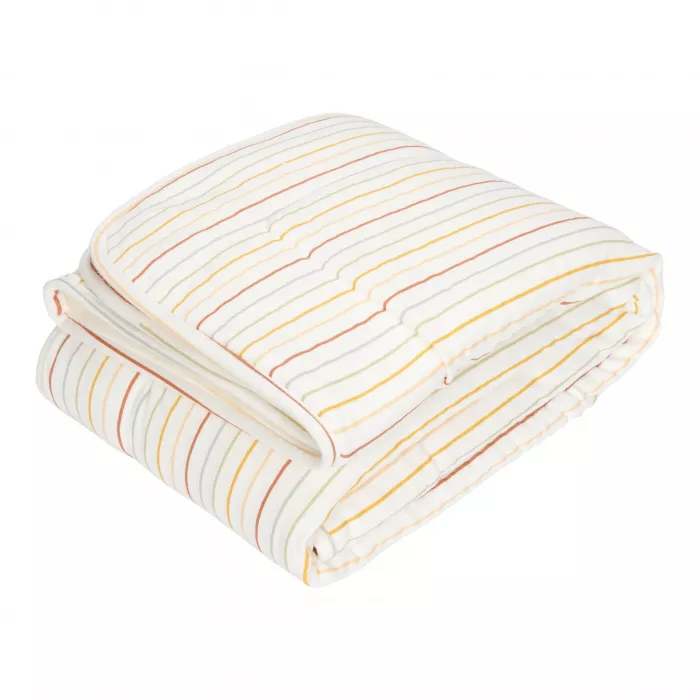 Patura din bumbac dublata cu plus - Vintage Sunny Stripes - Little Dutch