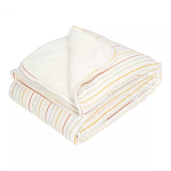 Patura din bumbac dublata cu plus - Vintage Sunny Stripes - Little Dutch