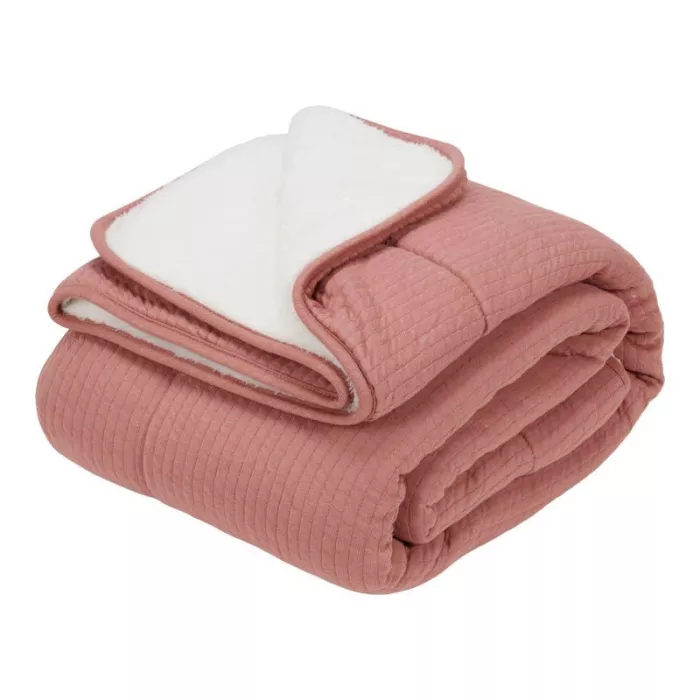 Patura din bumbac dublata cu plus - Pure Pink Blush - Little Dutch