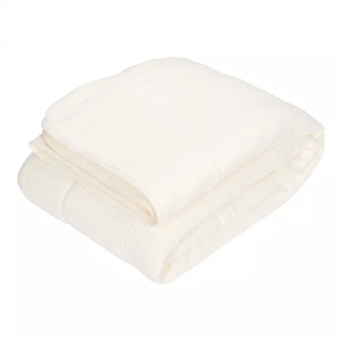 Patura din bumbac dublata cu plus - Pure Soft White - Little Dutch