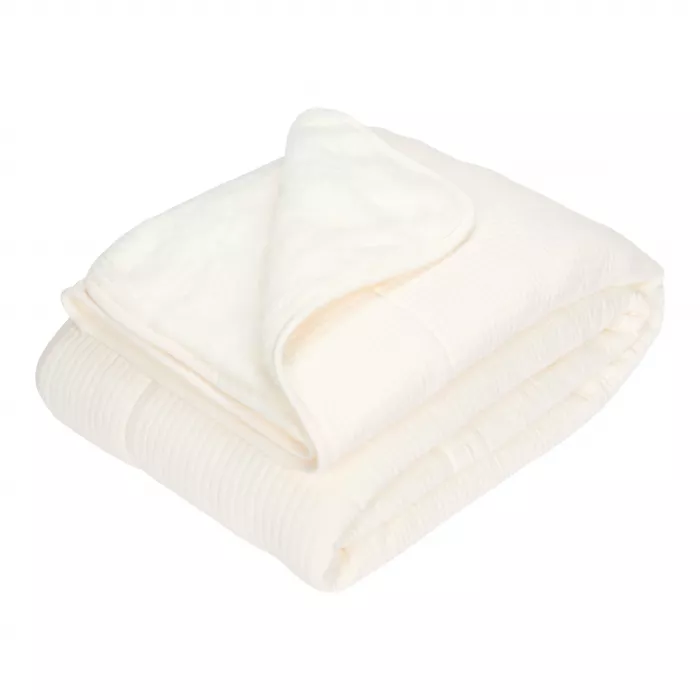 Patura din bumbac dublata cu plus - Pure Soft White - Little Dutch