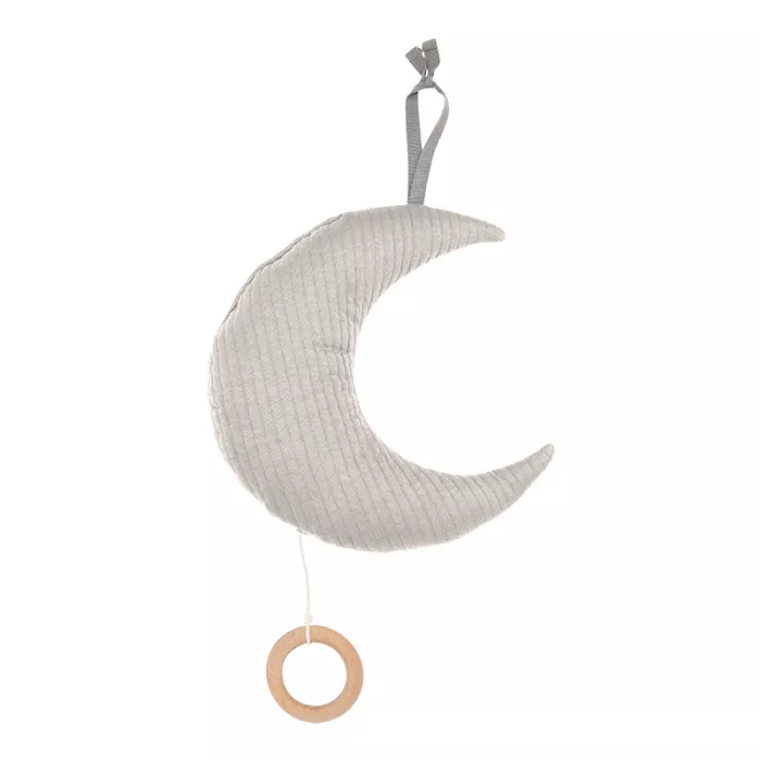 Decoratiune muzicala pentru bebelusi - luna - Pure Grey - Little Dutch