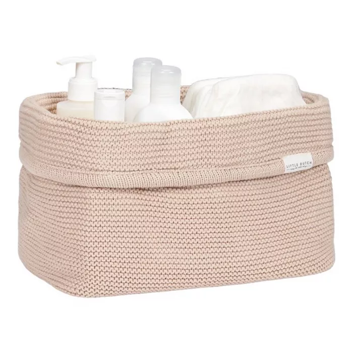 Cos de depozitare din tricot de bumbac organic - mare - Beige - Little Dutch