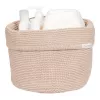 Cos de depozitare rotund din bumbac organic pentru comoda de infasat - Beige - Little Dutch