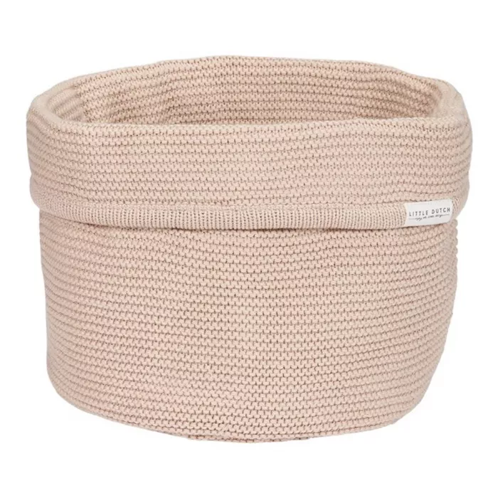 Cos de depozitare rotund din bumbac organic pentru comoda de infasat - Beige - Little Dutch