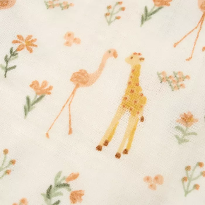 Husă din Muselină pentru Saltea de Schimbat, Print Blooming Safari