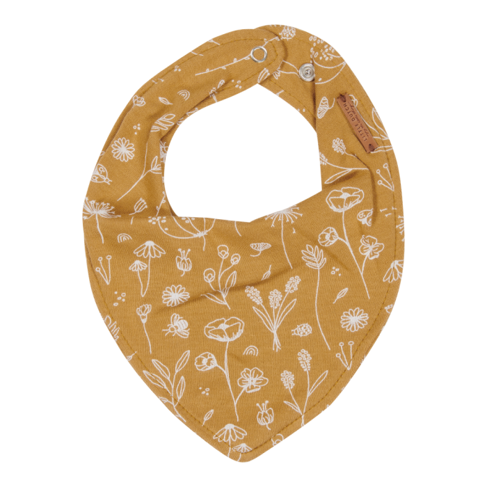 Baveta bandana dublata - Wild Flowers Ochre - Little Dutch Baveta bandana dublata - Wild Flowers Ochre - Little Dutch
