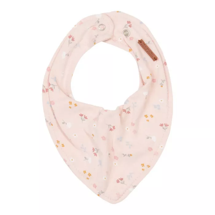 Baveta bandana dublata - Little Pink Flowers - Little Dutch