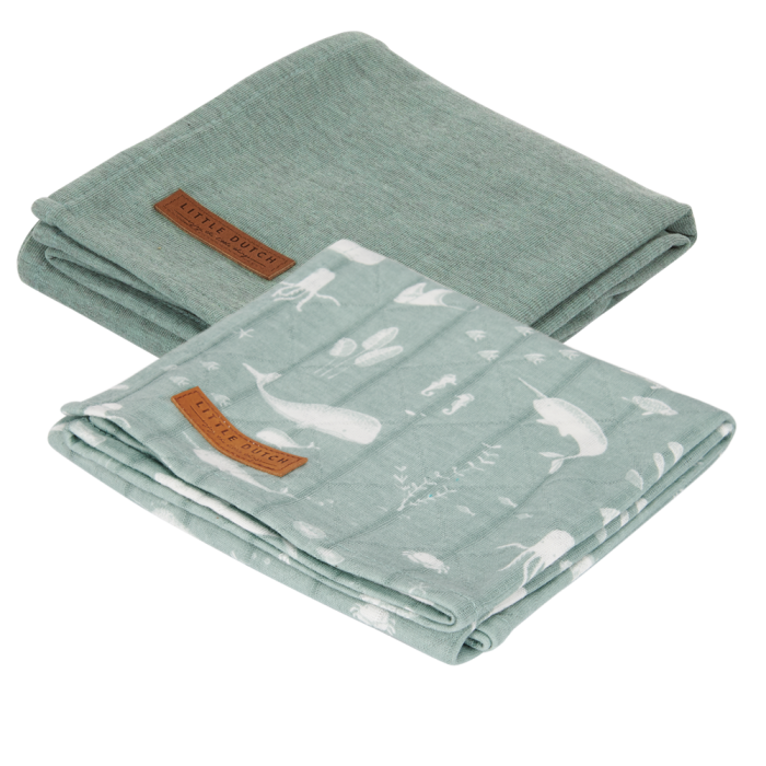 Muselina din bumbac - set 2 bucati - Ocean Mint/Pure Mint - Little Dutch Muselina din bumbac - set 2 bucati - Ocean Mint/Pure Mint - Little Dutch