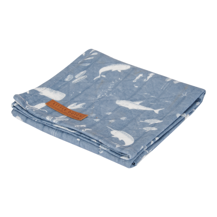 Muselina din bumbac - 120 x 120 cm - Ocean Blue - Little Dutch Muselina din bumbac - 120 x 120 cm - Ocean Blue - Little Dutch