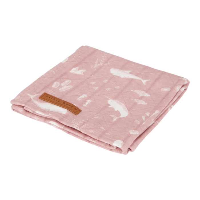 Muselina din bumbac - 120 x 120 cm - Ocean Pink - Little Dutch Muselina din bumbac - 120 x 120 cm - Ocean Pink - Little Dutch