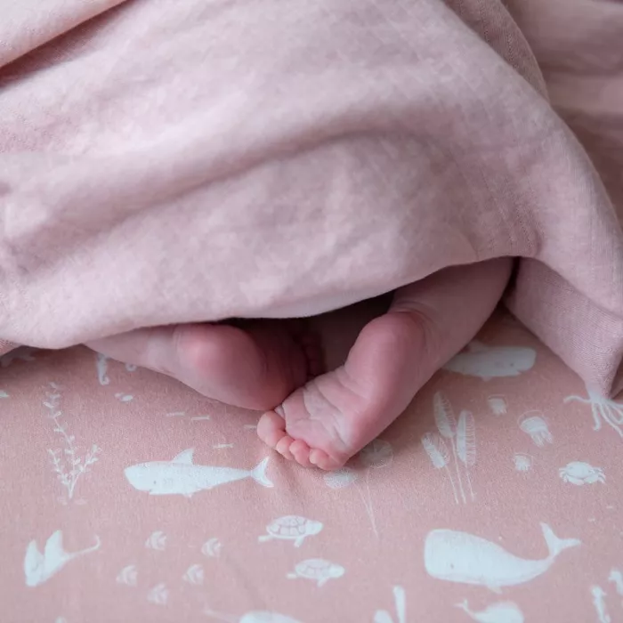 Muselina din bumbac - 120 x 120 cm - Ocean Pink - Little Dutch