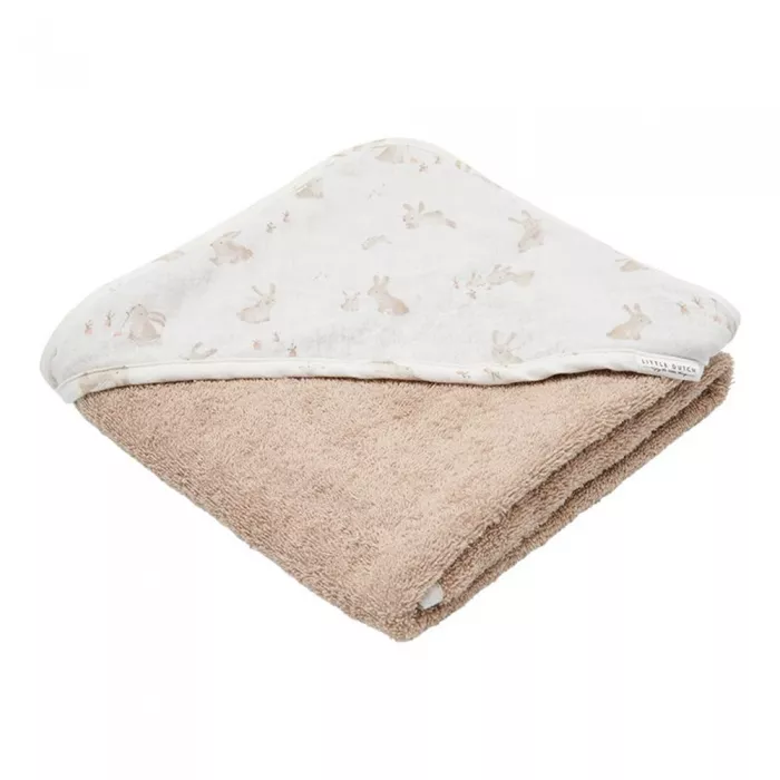 Prosop cu gluga din bumbac organic - 75 x 75 cm - Baby Bunny - Little Dutch