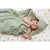Prosop cu gluga din bumbac organic pentru bebelusi - 75 x 75 - Green Crocodil - Little Dutch