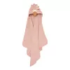 Prosop cu gluga din bumbac organic pentru bebelusi - 75 x 75 - Flamingo Roz - Little Dutch