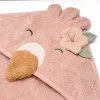 Prosop cu gluga din bumbac organic pentru bebelusi - 75 x 75 - Flamingo Roz - Little Dutch
