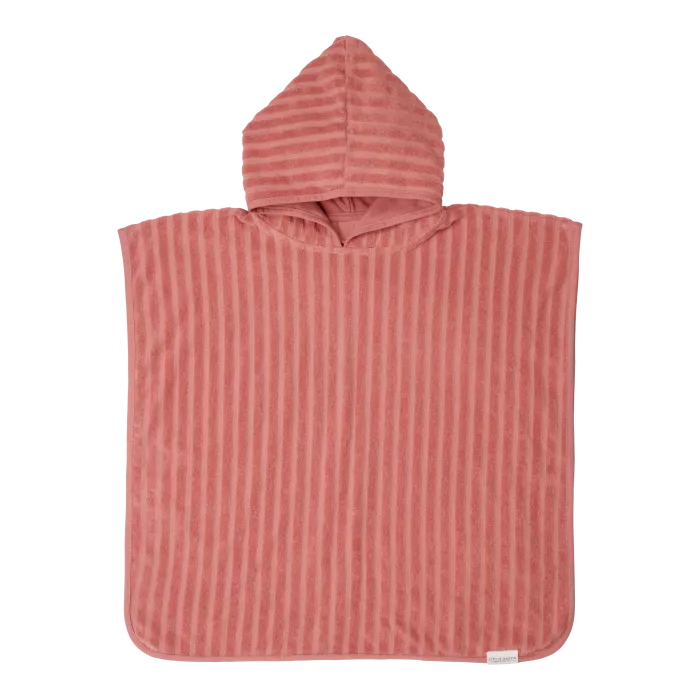 Poncho pentru plaja din bumbac - Jacquard Terry Pink Blush - Little Dutch