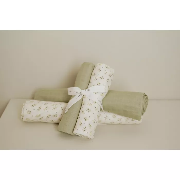 Muselina din bumbac - set 2 bucati - Blueberry Leaves / Sage - Little Dutch