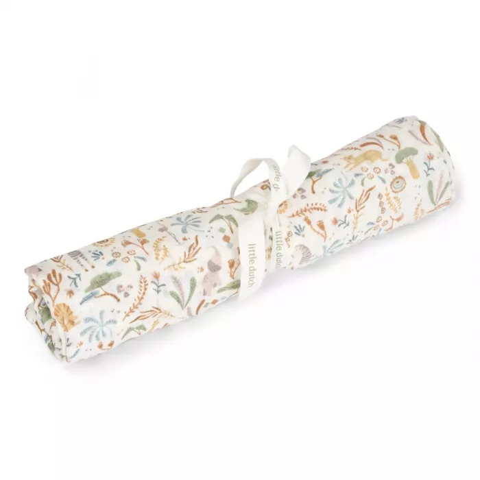 Muselina din bumbac organic - 120x120 cm - Safari Wonders - Little Dutch