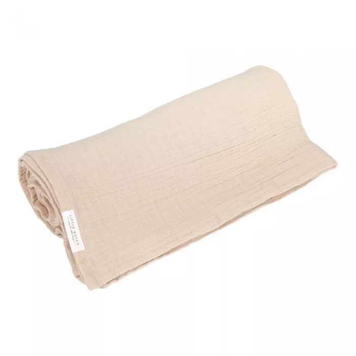 Muselina din bumbac organic - 120 x 120 - Pure Beige - Little Dutch