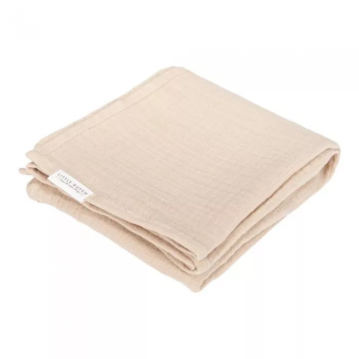 Muselina din bumbac organic - 120 x 120 - Pure Beige - Little Dutch