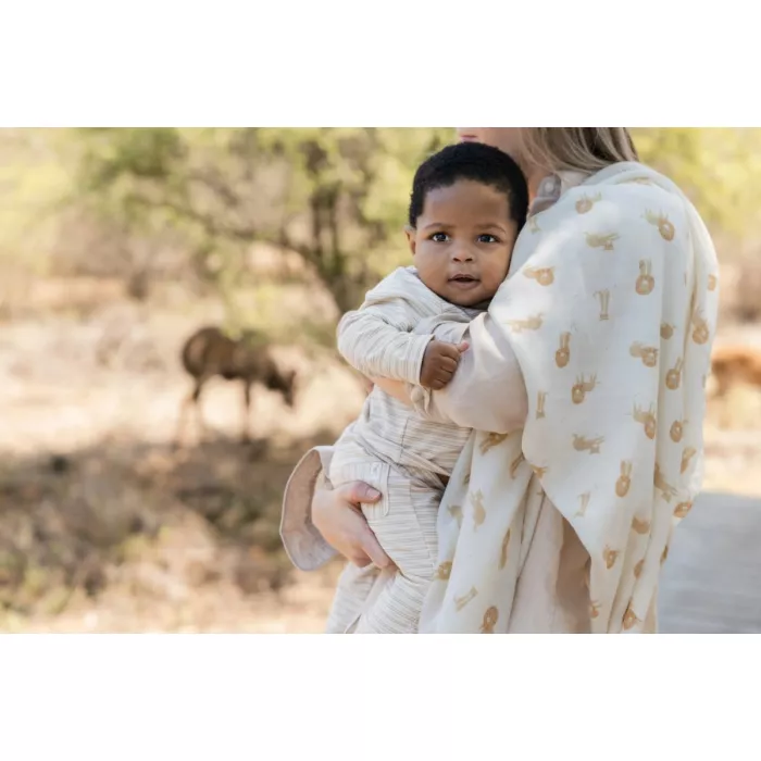 Muselina din bumbac organic - 120x120 cm - Leo Safari - Little Dutch