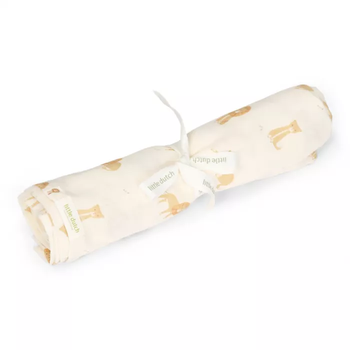 Muselina din bumbac organic - 120x120 cm - Leo Safari - Little Dutch