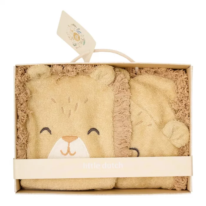 Set cadou din bumbac organic pentru bebelusi - Leo Safari - Little Dutch