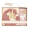 Set cadou din bumbac organic pentru bebelusi - Flamingo Roz - Little Dutch
