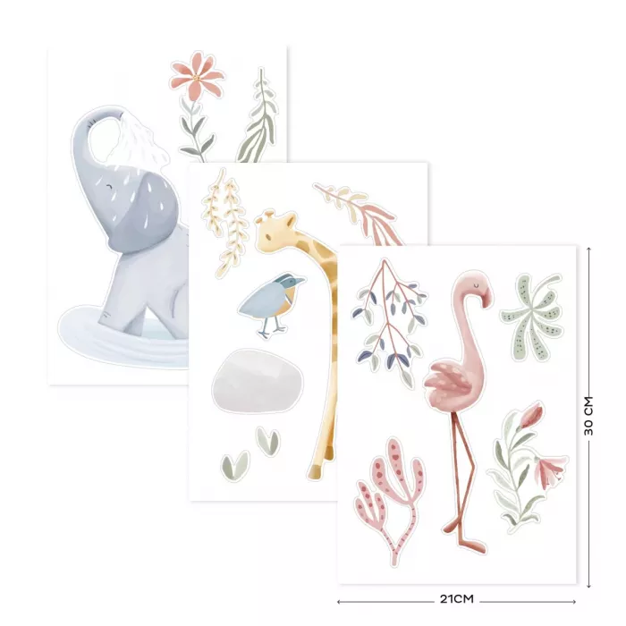 Autocolante pentru perete - Blooming Safari - Little Dutch