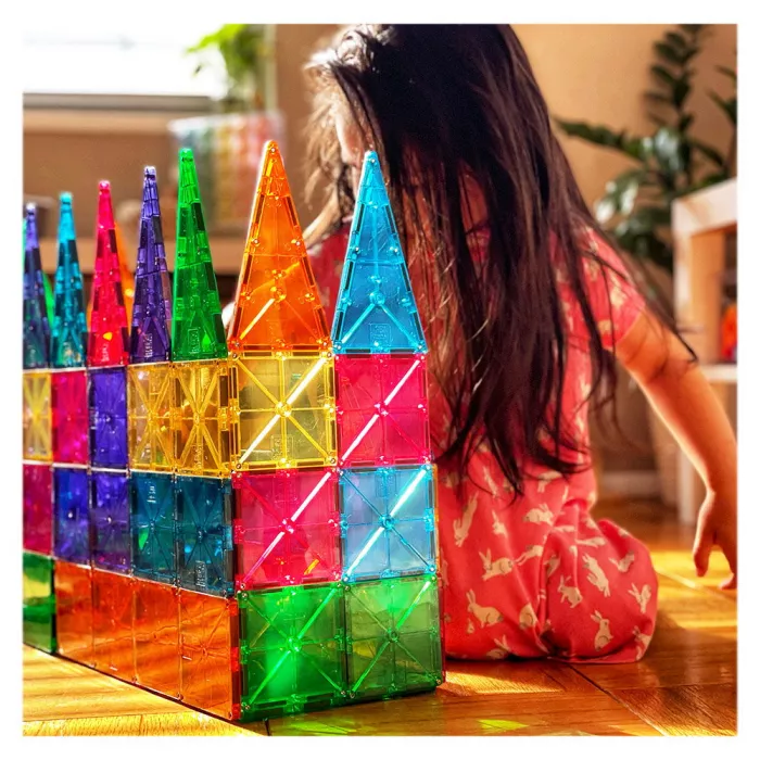 Set de constructie magnetic -Clear Colors - 100 piese - MAGNA-TILES