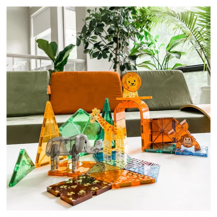 Set de constructie magnetic - SAFARI ANIMALS - 25 piese - MAGNA-TILES